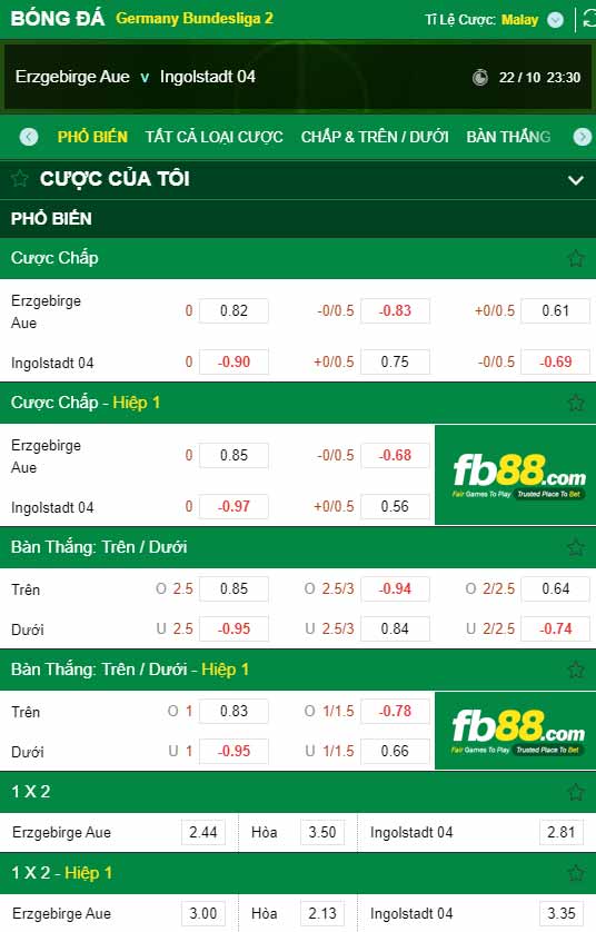 fb88-chi tiết kèo trận đấu Erzgebirge Aue vs Ingolstadt