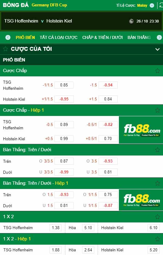 fb88-chi tiết kèo trận đấu Hoffenheim vs Holstein Kiel