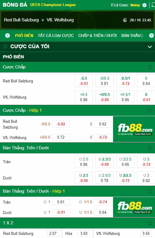 fb88-chi tiết kèo trận đấu Salzburg vs Wolfsburg