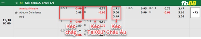 Fb88 bảng kèo trận đấu America MG vs Goianiense