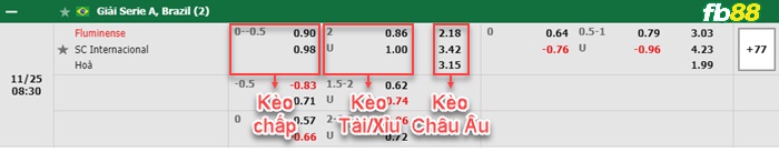 Fb88 bảng kèo trận đấu Fluminense vs Internacional