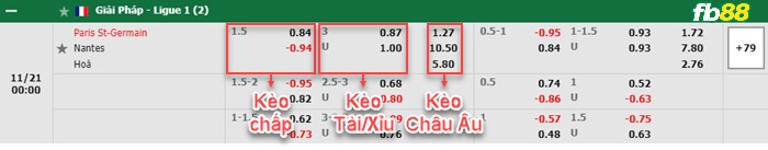 Fb88 bảng kèo trận đấu PSG vs Nantes