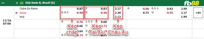 Fb88 bảng kèo trận đấu Remo Belem vs Goias