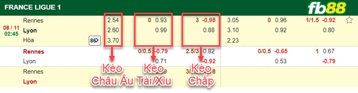 Fb88 bảng kèo trận đấu Rennes vs Lyonnais