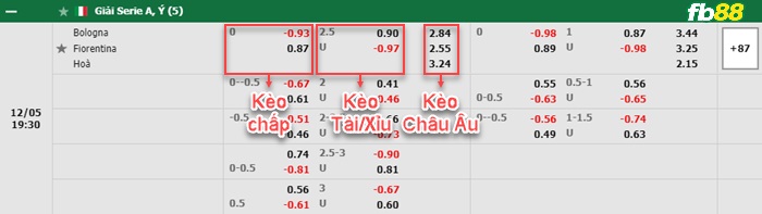Fb88 bảng kèo trận đấu Bologna vs Fiorentina