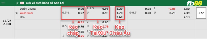 Fb88 bảng kèo trận đấu Derby County vs West Brom