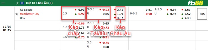 Fb88 bảng kèo trận đấu RB Leipzig vs Man City