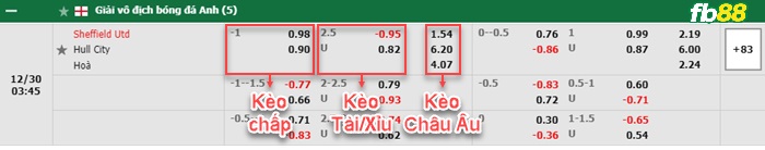 Fb88 bảng kèo trận đấu Sheffield United vs Hull City