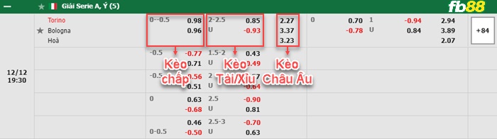 Fb88 bảng kèo trận đấu Torino vs Bologna