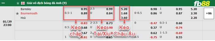 Fb88 bảng kèo trận đấu Barnsley vs Bournemouth