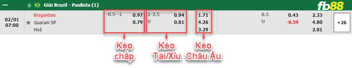 Fb88 bảng kèo trận đấu Bragantino vs Guarani