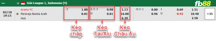 Fb88 bảng kèo trận đấu Arema Malang vs Persiraja Banda