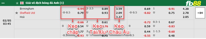Fb88 bảng kèo trận đấu Birmingham vs Sheffield United