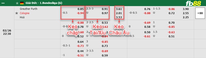 Fb88 bảng kèo trận đấu Greuther Furth vs Koln