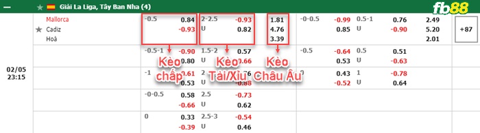 Fb88 bảng kèo trận đấu Mallorca vs Cadiz