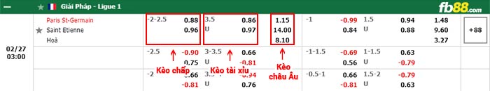fb88-bảng kèo trận đấu PSG vs Saint-Etienne