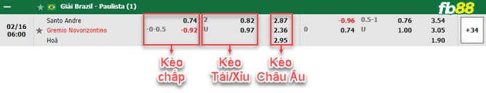 Fb88 bảng kèo trận đấu Santo Andre vs Gremio