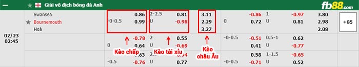 fb88-bảng kèo trận đấu Swansea vs Bournemouth
