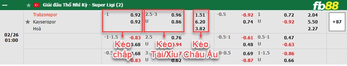 Fb88 bảng kèo trận đấu Trabzonspor vs Kayserispor