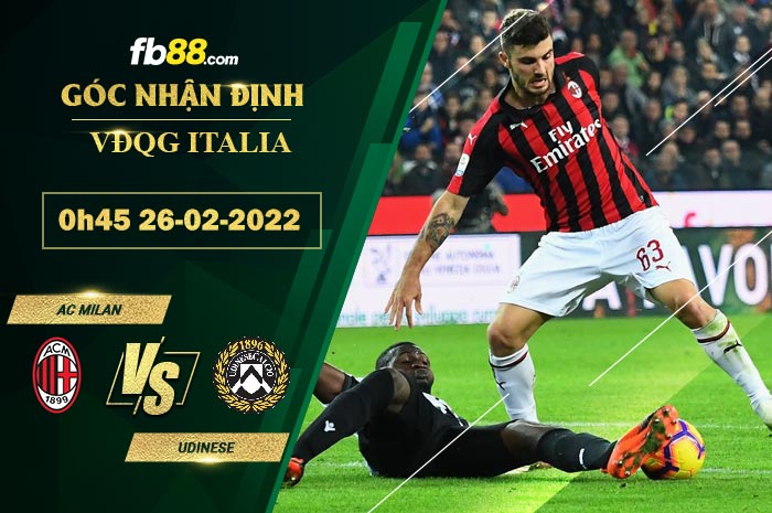 Fb88 soi kèo trận đấu AC Milan vs Udinese