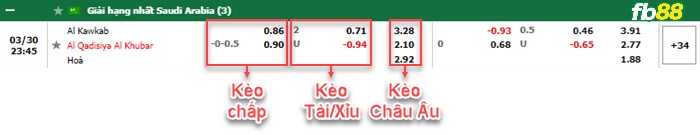 Fb88 bảng kèo trận đấu Al-Kawkab vs Al-Qadasiya