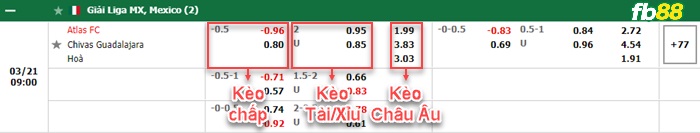 Fb88 bảng kèo trận đấu Atlas vs Chivas