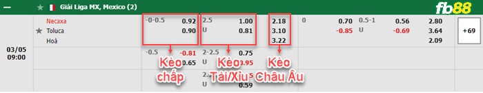 Fb88 bảng kèo trận đấu Club Necaxa vs Toluca