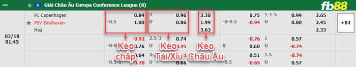 Fb88 bảng kèo trận đấu Copenhagen vs PSV