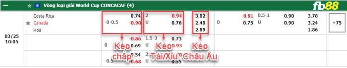 Fb88 bảng kèo trận đấu Costa Rica vs Canada