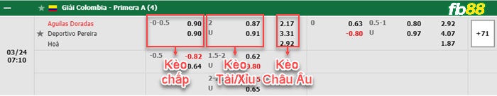 Fb88 bảng kèo trận đấu Rionegro Aguilas vs Deportivo Pereira