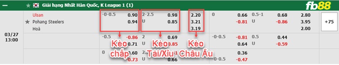 Fb88 bảng kèo trận đấu Ulsan vs Pohang Steelers
