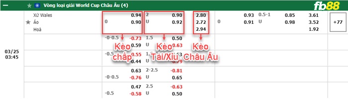 Fb88 bảng kèo trận đấu Wales vs Áo