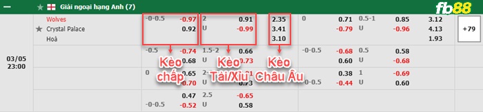 Fb88 bảng kèo trận đấu Wolves vs Crystal Palace
