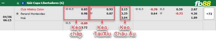 Fb88 bảng kèo trận đấu Colon vs Penarol