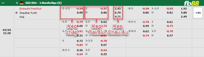 Fb88 bảng kèo trận đấu Eintracht Frankfurt vs Greuther Furth