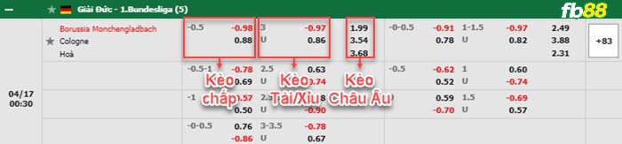 Fb88 bảng kèo trận đấu Monchengladbach vs Koln