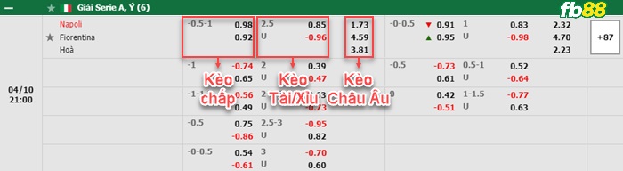 Fb88 bảng kèo trận đấu Napoli vs Fiorentina