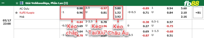 Fb88 bảng kèo trận đấu AC Oulu vs KuPS
