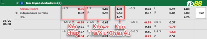 Fb88 bảng kèo trận đấu Atletico Mineiro vs Del Valle