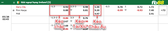 Fb88 bảng kèo trận đấu Derry City vs Finn Harps