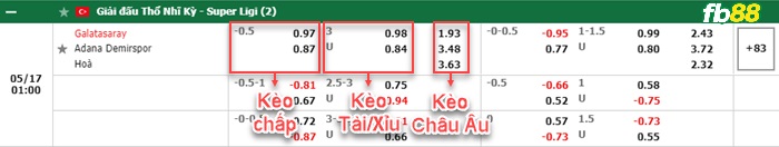 Fb88 bảng kèo trận đấu Galatasaray vs Adana Demirspor