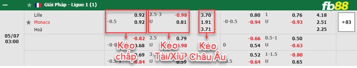 Fb88 bảng kèo trận đấu Lille vs Monaco