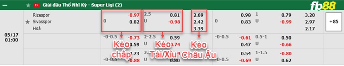 Fb88 bảng kèo trận đấu Rizespor vs Sivasspor