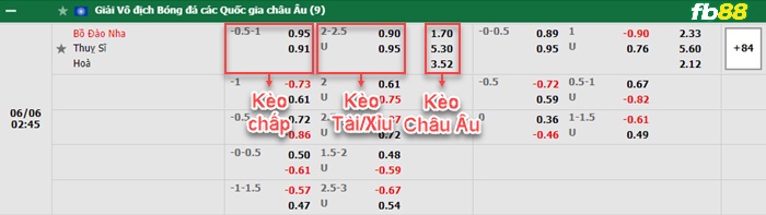 Fb88 bảng kèo trận đấu Bồ Đào Nha vs Thụy Sĩ