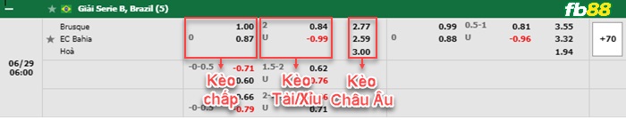 Fb88 bảng kèo trận đấu Brusque vs Bahia