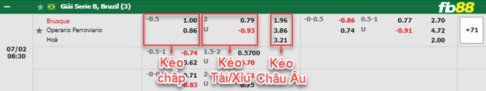 Fb88 bảng kèo trận đấu Brusque vs Operario Ferroviario