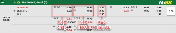 Fb88 bảng kèo trận đấu Guarani vs Ituano