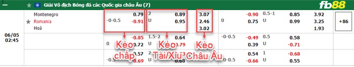 Fb88 bảng kèo trận đấu Montenegro vs Romania