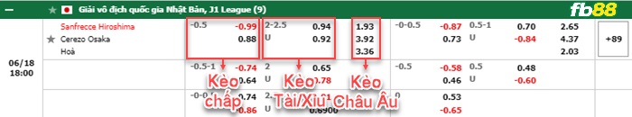 Fb88 bảng kèo trận đấu Sanfrecce Hiroshima vs Cerezo Osaka