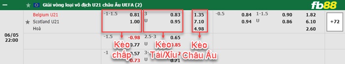 Fb88 bảng kèo trận đấu U21 Bi vs U21 Scotland